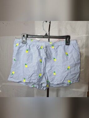 Tabitha Webb Pineapple Embroidered Pajama / Lounge Shorts- EUC